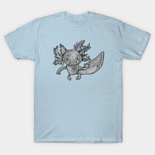 Axolotl Art, Gray Axolotl T-Shirt